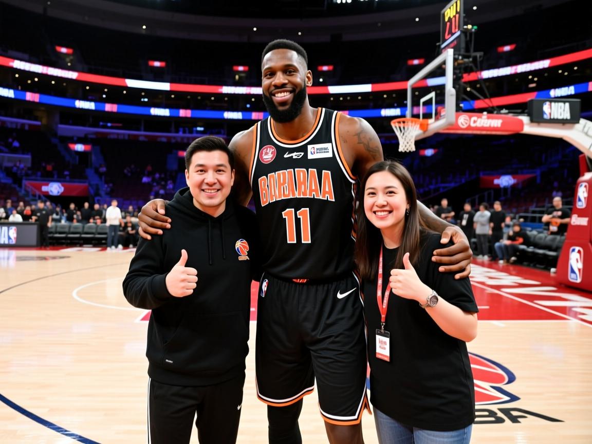 著名篮球明星与球迷合影留念 第2张